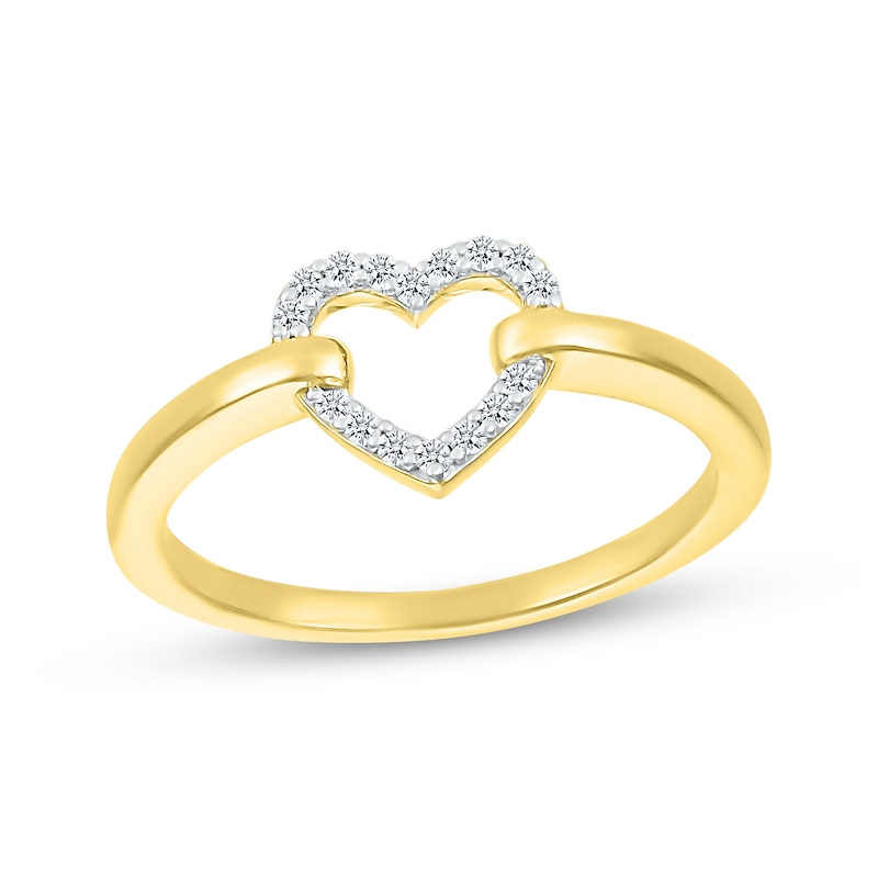 Diamond Heart Link Ring 1/15 ct tw 10K Yellow Gold | Kay