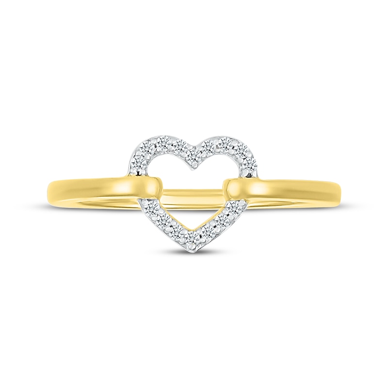 Diamond Heart Link Ring 1/15 ct tw 10K Yellow Gold | Kay