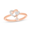 Thumbnail Image 1 of Diamond Heart Dangle Ring 1/15 ct tw 10K Rose Gold