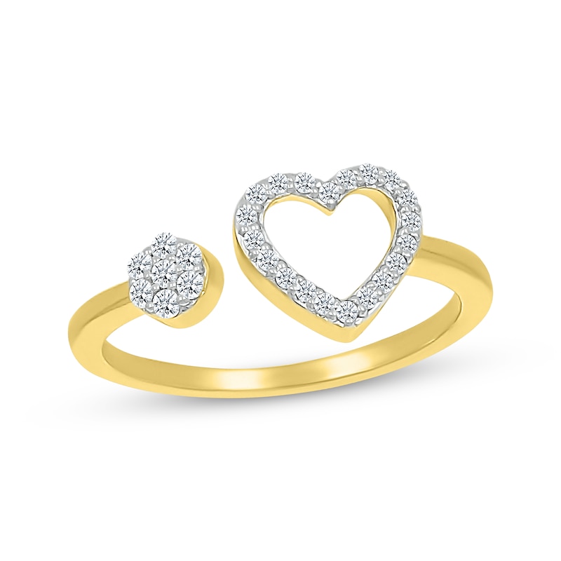 Main Image 1 of Diamond Deconstructed Heart & Circle Ring 1/6 ct tw 10K Yellow Gold