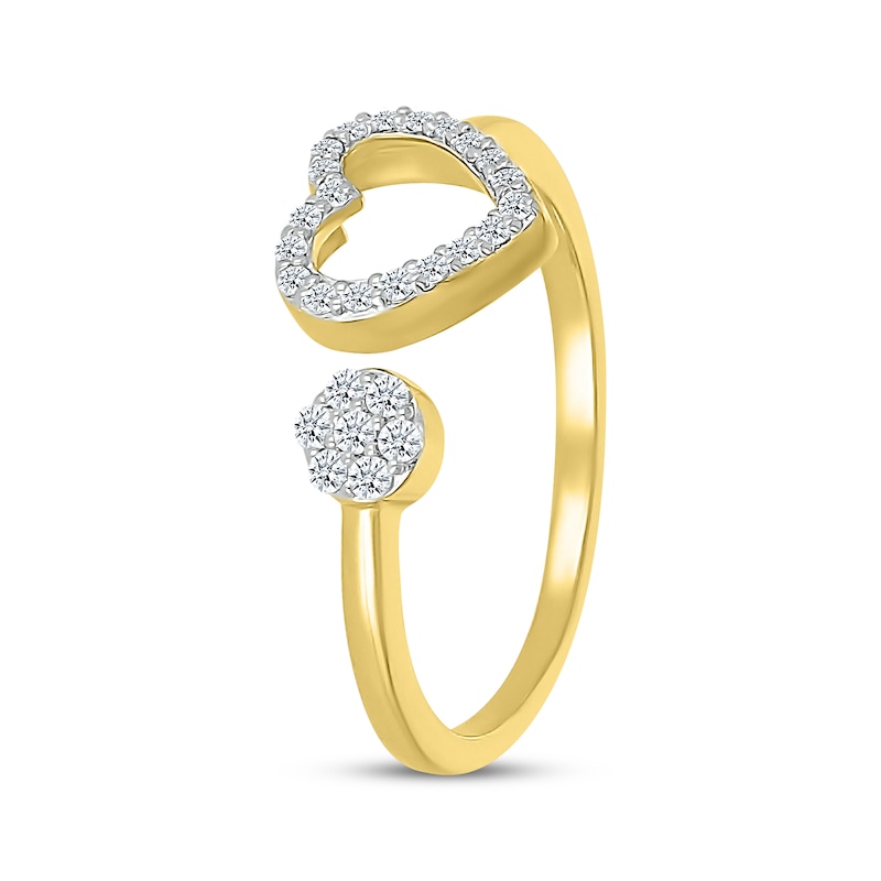 Main Image 2 of Diamond Deconstructed Heart & Circle Ring 1/6 ct tw 10K Yellow Gold