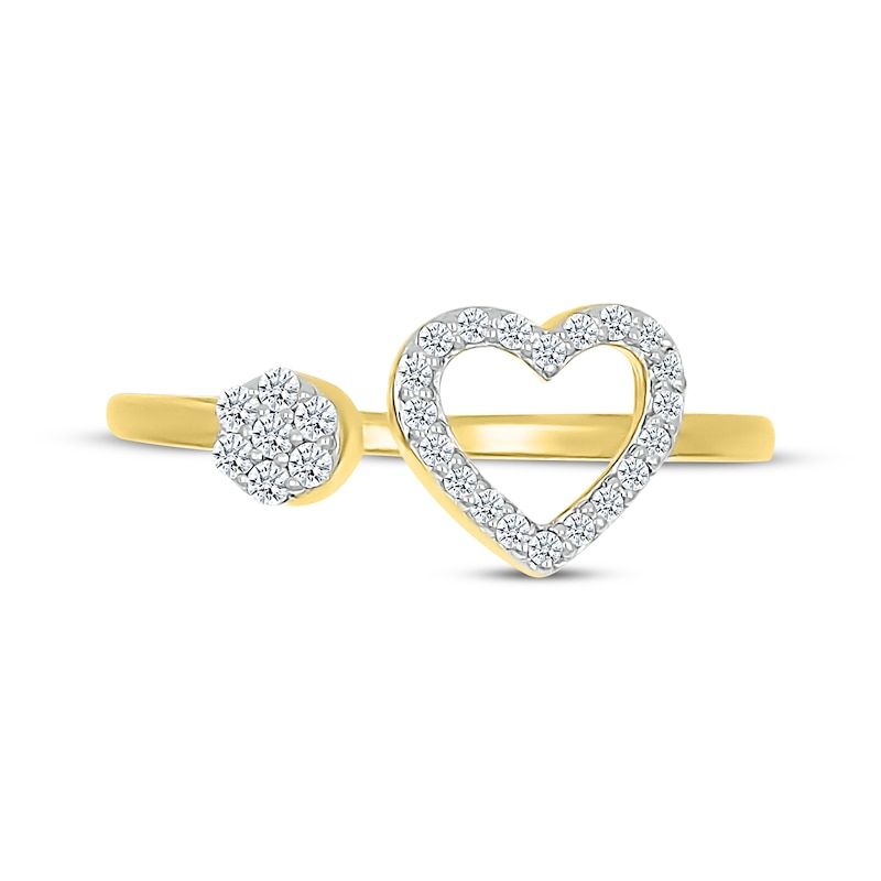 Main Image 4 of Diamond Deconstructed Heart & Circle Ring 1/6 ct tw 10K Yellow Gold