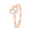 Thumbnail Image 2 of Diamond Three-Stone Heart Ring 1/20 ct tw 10K Rose Gold