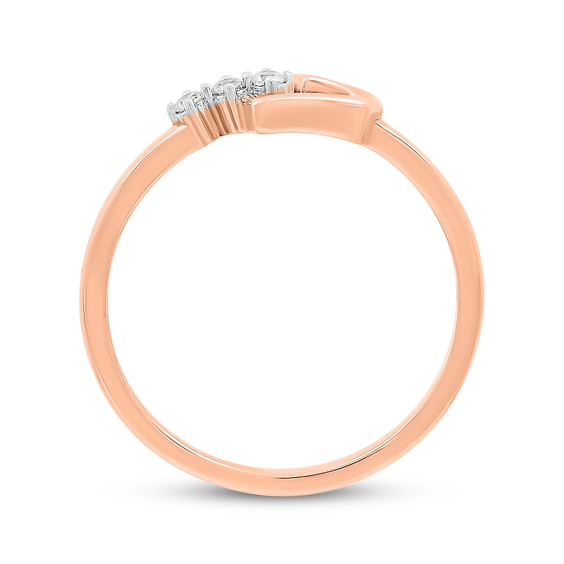 Main Image 3 of Diamond Three-Stone Heart Ring 1/20 ct tw 10K Rose Gold