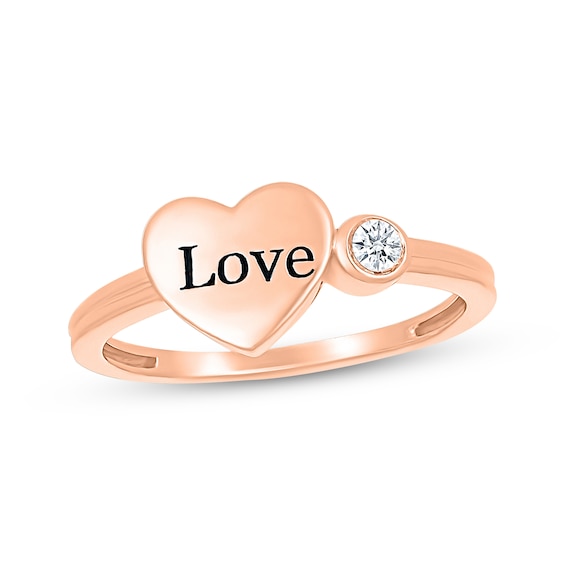 Diamond "Love" Heart Ring 1/20 ct tw 10K Rose Gold