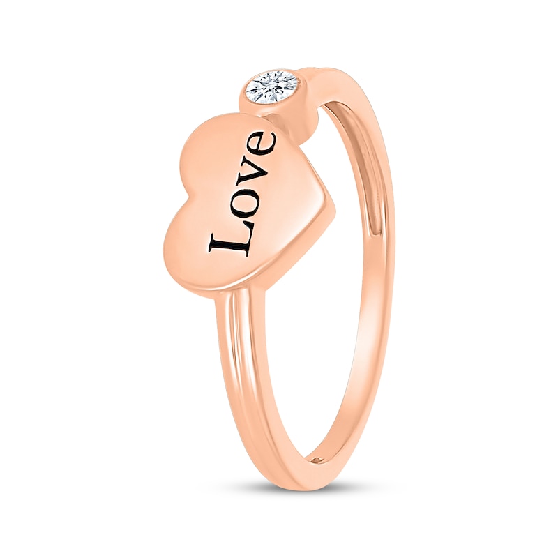 Main Image 2 of Diamond &quot;Love&quot; Heart Ring 1/20 ct tw 10K Rose Gold