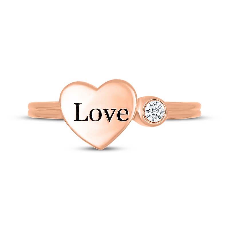 Main Image 4 of Diamond &quot;Love&quot; Heart Ring 1/20 ct tw 10K Rose Gold