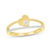 Thumbnail Image 1 of Diamond Tilted Heart Two-Row Ring 1/10 ct tw 10K Yellow Gold