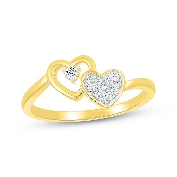 Diamond Double Hearts Ring 1/15 ct tw 10K Yellow Gold