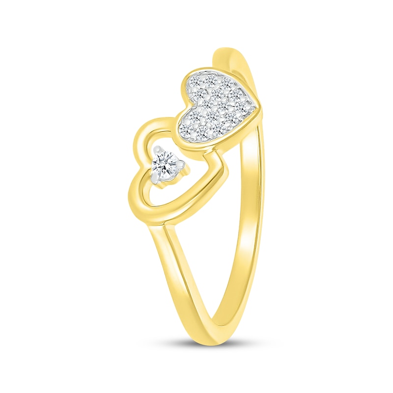 Main Image 2 of Diamond Double Hearts Ring 1/15 ct tw 10K Yellow Gold