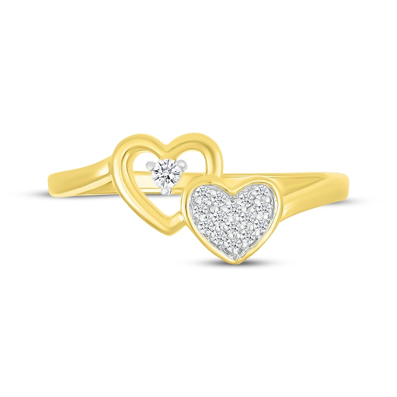 Main Image 4 of Diamond Double Hearts Ring 1/15 ct tw 10K Yellow Gold