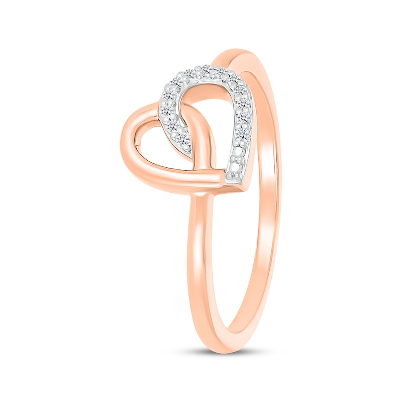 Main Image 2 of Diamond Tilted Looping Heart Ring 1/20 ct tw 10K Rose Gold