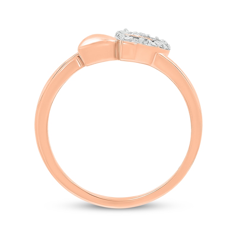 Main Image 3 of Diamond Tilted Double Heart Ring 1/20 ct tw 10K Rose Gold