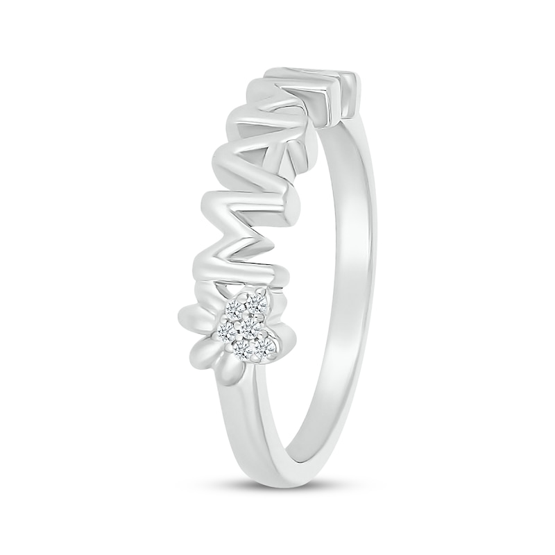 Main Image 2 of &quot;Mama&quot; Diamond Accent Paw Print Ring Sterling Silver