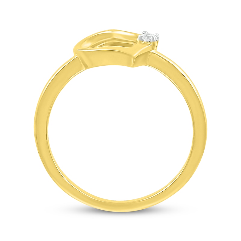 Main Image 3 of Diamond Accent Tilted Heart Ring 10K Yellow Gold