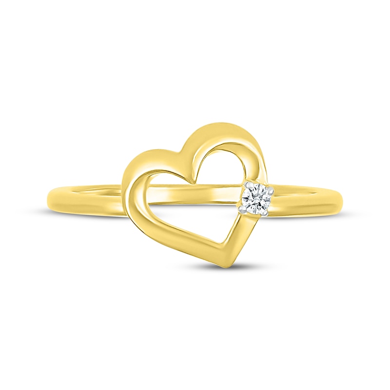 Main Image 4 of Diamond Accent Tilted Heart Ring 10K Yellow Gold