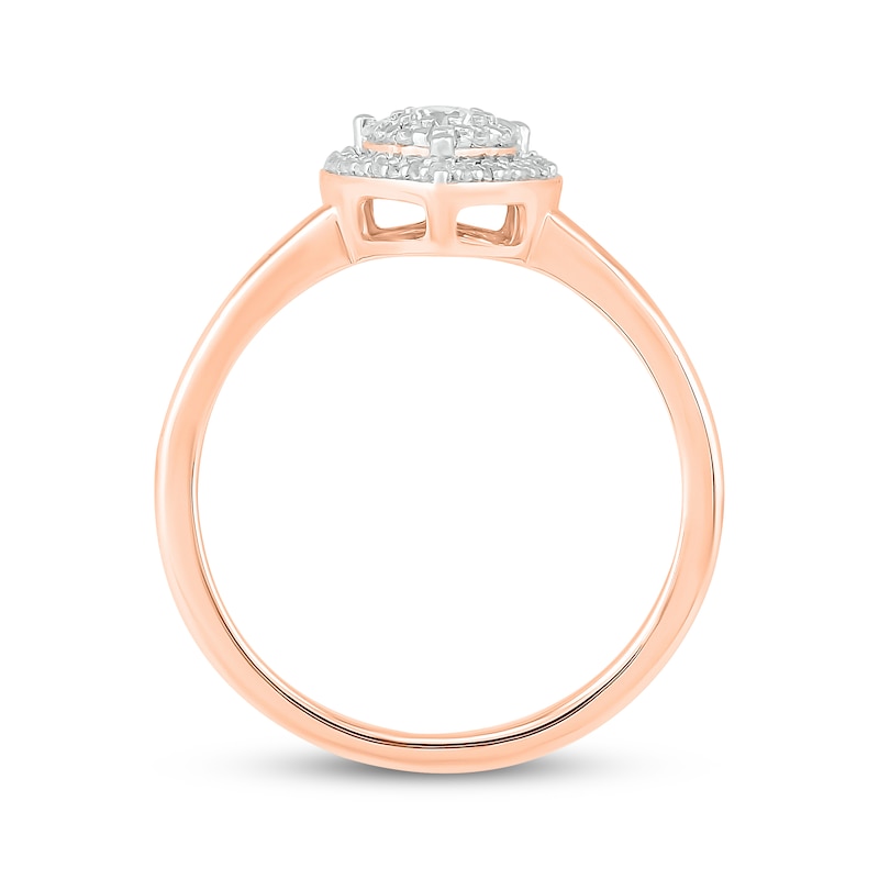Multi-Diamond Heart Halo Promise Ring 1/5 ct tw 10K Rose Gold