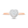 Thumbnail Image 3 of Multi-Diamond Heart Halo Promise Ring 1/5 ct tw 10K Rose Gold