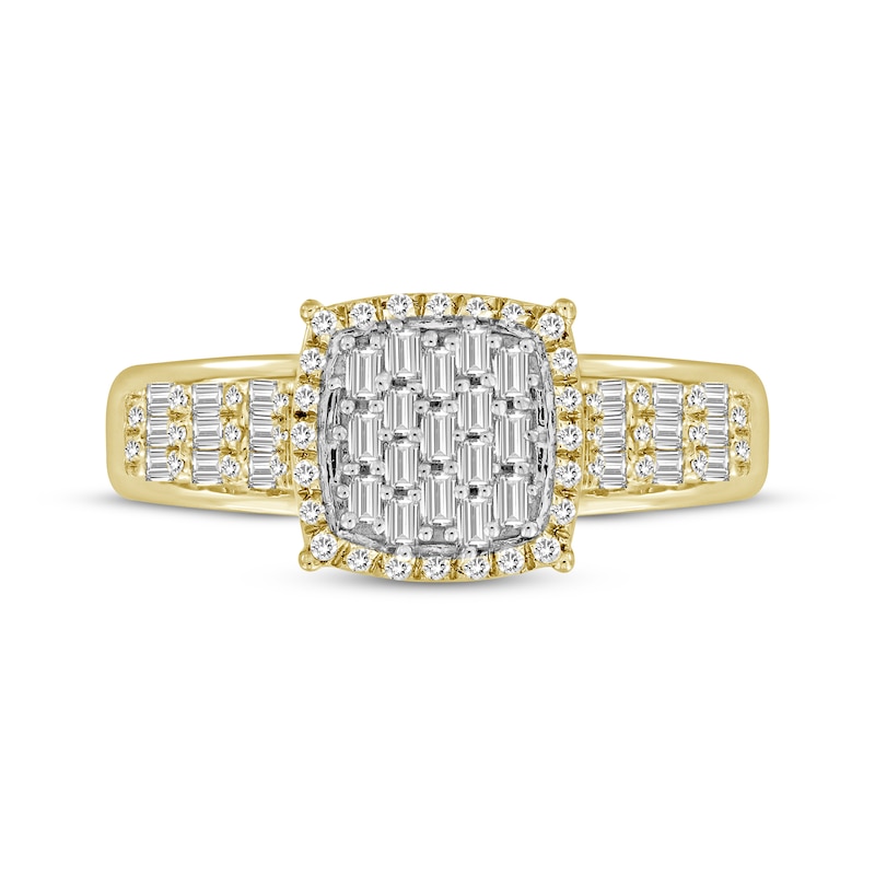 Main Image 3 of Baguette & Round-Cut Multi-Diamond Ring 1/3 ct tw 10K Yellow Gold