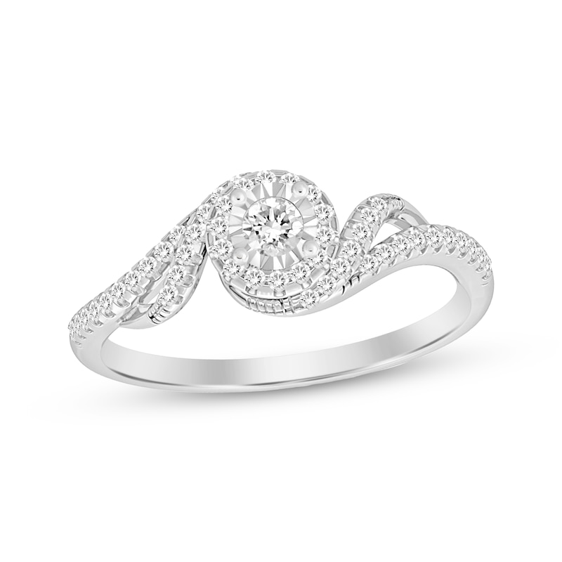 Main Image 1 of Diamond Bypass Promise Ring 1/4 ct tw 10K White Gold