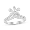 Thumbnail Image 1 of Diamond Flower Chevron Ring 1/2 ct tw 10K White Gold