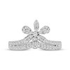 Thumbnail Image 3 of Diamond Flower Chevron Ring 1/2 ct tw 10K White Gold