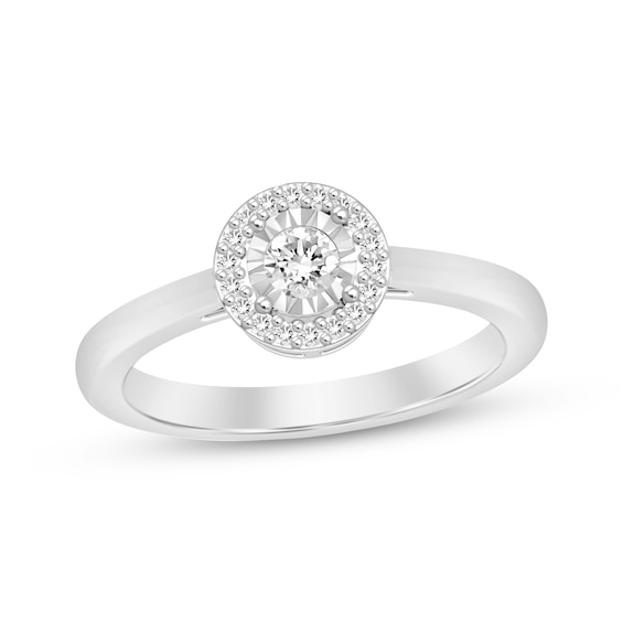 Diamond Halo Promise Ring 1/6 ct tw Sterling Silver