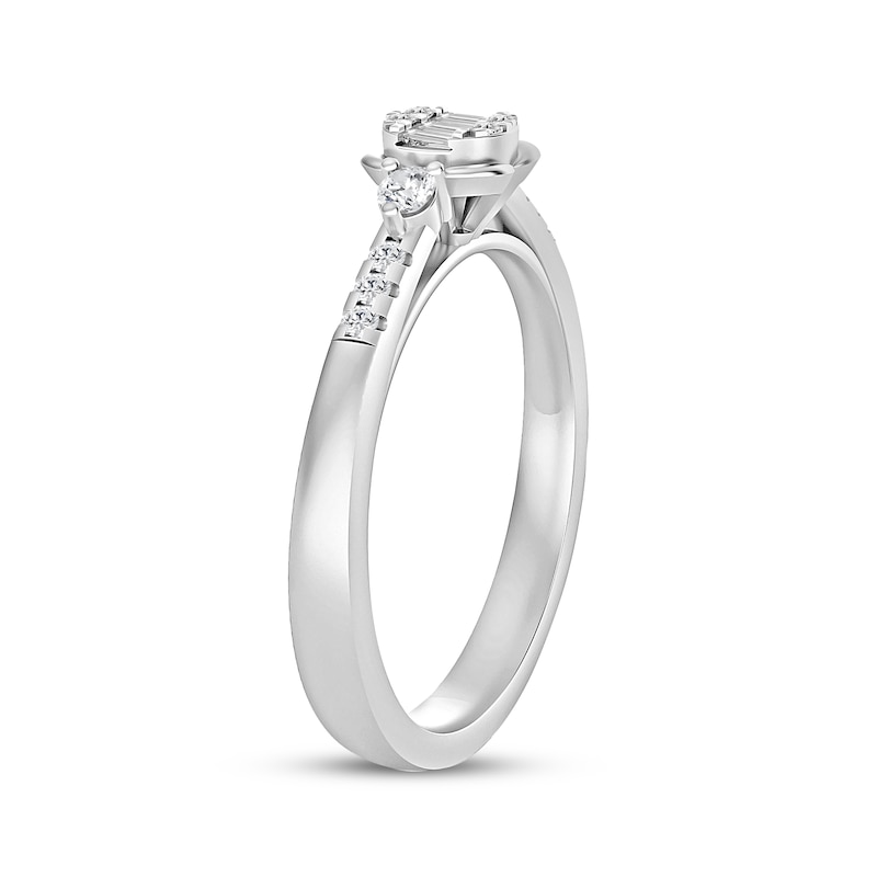 Main Image 2 of Baguette & Round-Cut Multi-Diamond Promise Ring 1/6 ct tw 10K White Gold