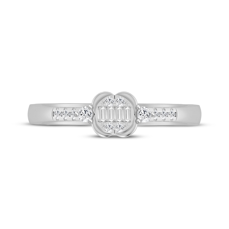 Main Image 3 of Baguette & Round-Cut Multi-Diamond Promise Ring 1/6 ct tw 10K White Gold