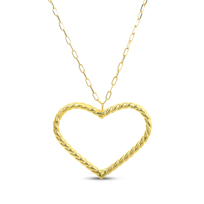 Main Image 1 of Reaura Rope Twist Heart Drop Necklace Repurposed 14K Yellow Gold 18&quot;