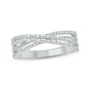 Thumbnail Image 1 of Baguette & Round-Cut Diamond Crossover Ring 1/3 ct tw 10K White Gold