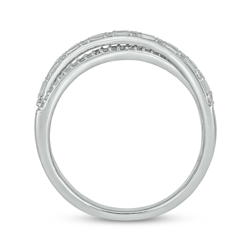 Main Image 3 of Baguette & Round-Cut Diamond Crossover Ring 1/3 ct tw 10K White Gold