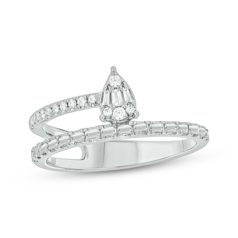 Main Image 1 of Multi-Diamond Two-Row Ring 1/3 ct tw 10K White Gold