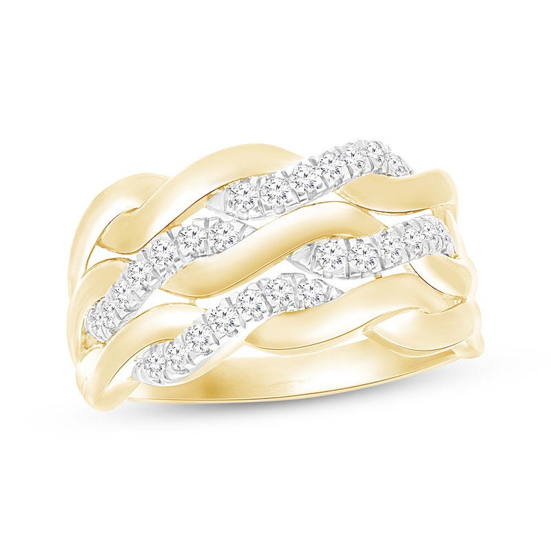 Main Image 1 of Diamond Three-Row Twist Ring 1/3 ct tw 10K Yellow Gold