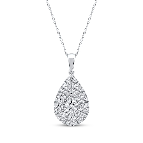 Lab-Created Diamonds by KAY Multi-Stone Teardrop Necklace 2 ct tw 10K White Gold 18"