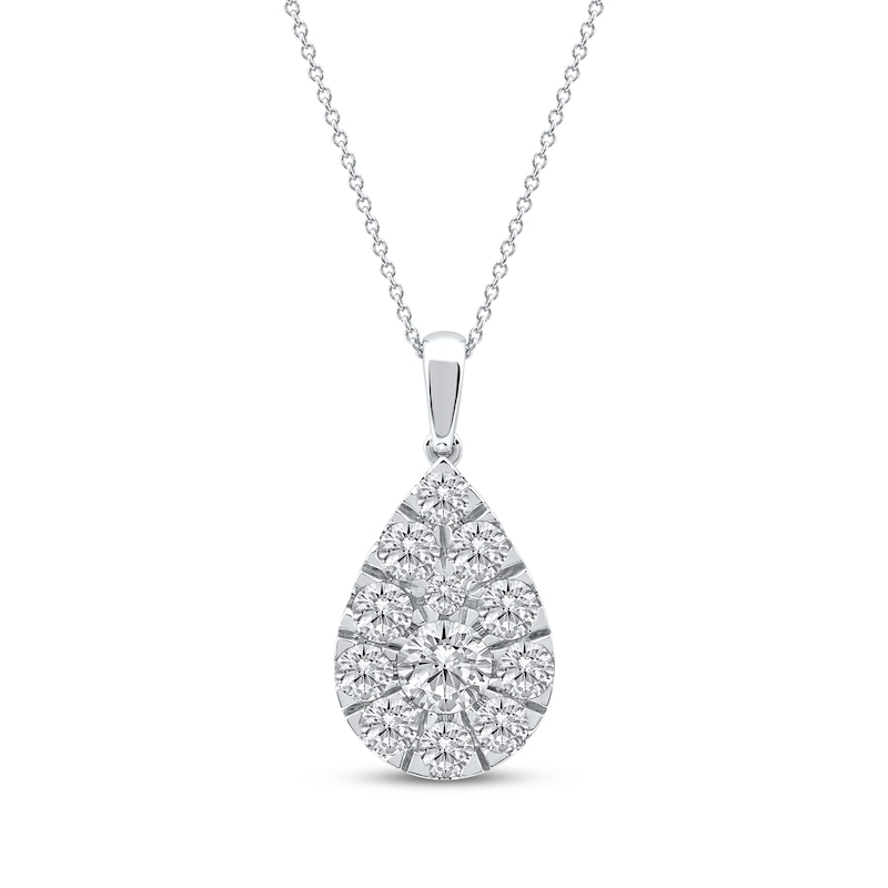 Main Image 1 of Lab-Grown Diamonds by KAY Multi-Stone Teardrop Necklace 2 ct tw 10K White Gold 18&quot;