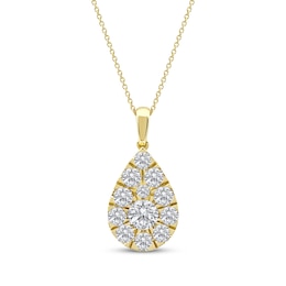 Lab-Grown Diamonds by KAY Multi-Stone Teardrop Necklace 2 ct tw 10K Yellow Gold 18&quot;