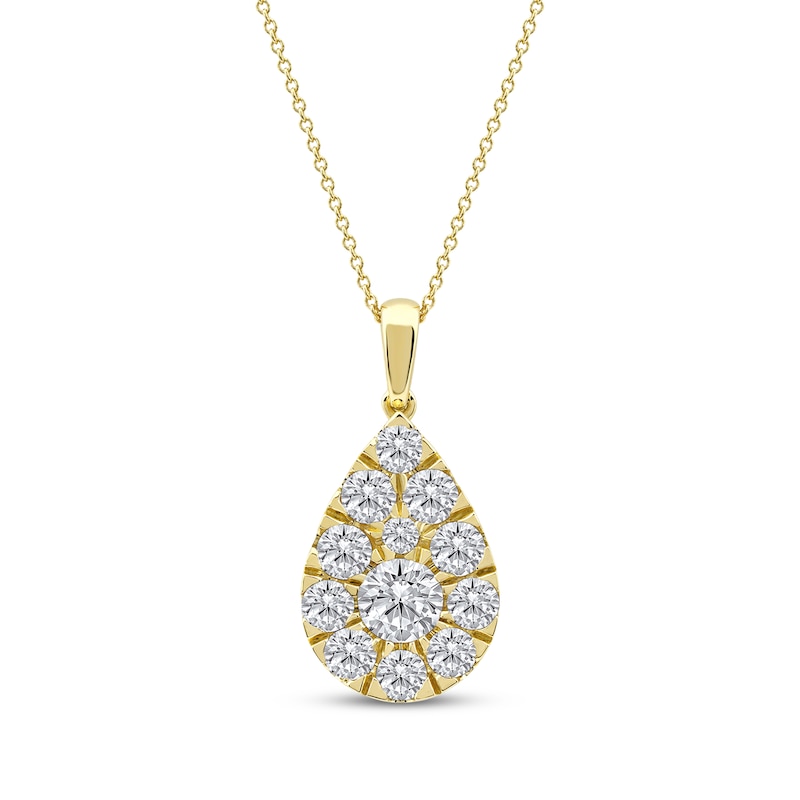 Main Image 1 of Lab-Grown Diamonds by KAY Multi-Stone Teardrop Necklace 2 ct tw 10K Yellow Gold 18&quot;