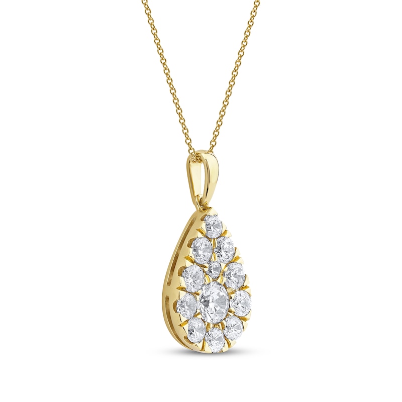 Main Image 2 of Lab-Grown Diamonds by KAY Multi-Stone Teardrop Necklace 2 ct tw 10K Yellow Gold 18&quot;