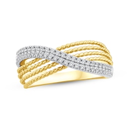 Threads of Love Diamond Crossover Ring 1/4 ct tw 10K Yellow Gold