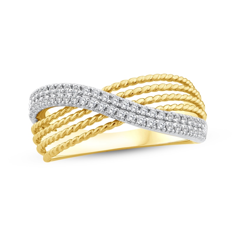 Main Image 1 of Threads of Love Diamond Crossover Ring 1/4 ct tw 10K Yellow Gold