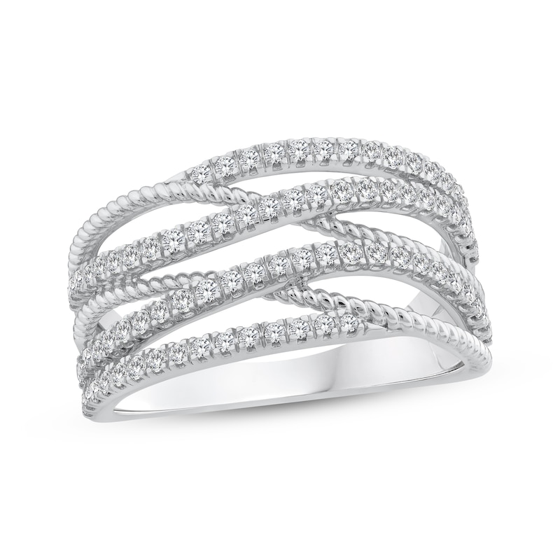 Threads of Love Diamond Multi-Row Crossover Ring 1/2 ct tw 10K White Gold