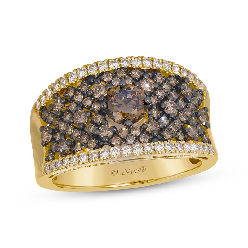 Le Vian Chocolate Chip Diamond Concave Ring 1-3/8 ct tw 14K Honey Gold