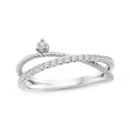 Threads of Love Diamond Crossover Ring 1/5 ct tw Sterling Silver