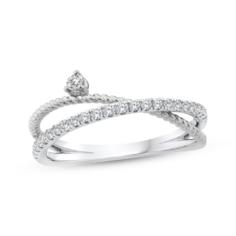 Main Image 1 of Threads of Love Diamond Crossover Ring 1/5 ct tw Sterling Silver