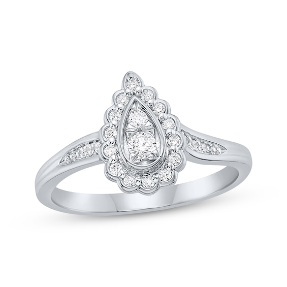 Multi-Diamond Pear-Shaped Promise Ring 1/5 ct tw Sterling Silver