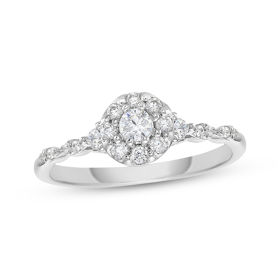 Diamond Halo Promise Ring 1/4 ct tw Sterling Silver