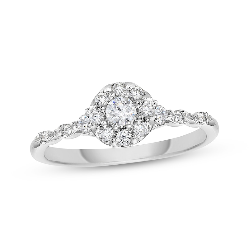 Main Image 1 of Diamond Halo Promise Ring 1/4 ct tw Sterling Silver