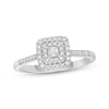 Thumbnail Image 1 of Princess-Cut Diamond Double Halo Promise Ring 1/4 ct tw Sterling Silver