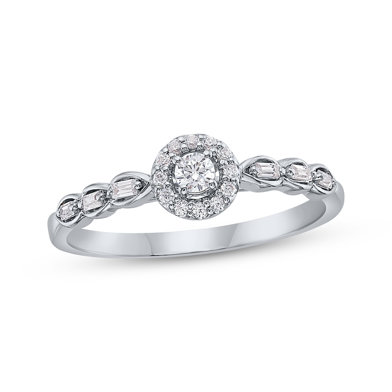 Diamond Halo Promise Ring 1/5 ct tw Sterling Silver
